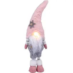 Новогодняя мягкая игрушка Novogod'ko Гном в розовом колпаке LED нос 45 см (974632)