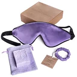 Подарунковий набір Чумацький Шлях Лавандовий: шовкова маска модель 3.1 + шовкова резинка для волосся розмір S + мило з ароматом лаванди (1227-02)