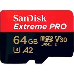 Карта памяти Sandisk 64GB microSDXC C10 UHS-I U3 Extreme Pro V30 + SD (SDSQXCU-064G-GN6MA)
