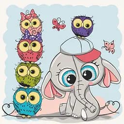 Картина по номерам ArtCraft Слоник с совами 30x30 см (15561-AC)