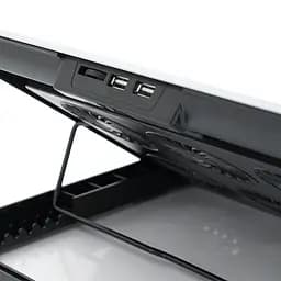 Підставка під ноутбук IceCoorel A19, 10-15.6", 6 * 60mm 580±10% RPM, корпус пластик + алюміній, 2xUSB 2.0, 350x225x26mm, Silver, Box, Q20 - мініатюра 3