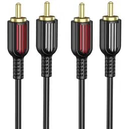 Кабель с липучкой Borofone 1.5 м 2 RCA - 2 RCA BL13 Double Lotus audio