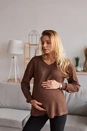 Жіночий трикотажний лонгслів для вагітних Wien розмір L-XL (46-48) Lullababe Шоколадний - мініатюра 2
