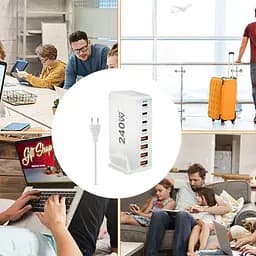 Зарядний пристрій YMS-858 240W для GAN3 (1Type-C100W+3Type-C30W/4USBQC3.018W) Білий - мініатюра 6
