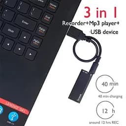 Міні диктофон Savetek 200 (GS-R01s), 8 Гб пам'яті, активація запису голосом VOX, до 96 годин запису (100301-1) - мініатюра 6