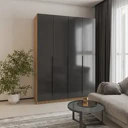 Шафа 4-дверна MebelStar Оскар Gloss BL-B, стандарт 160x52x220 см Дуб тахо/Чорний (MBS-5269)