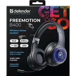 Гарнітура Defender FreeMotion B400 Bluetooth+35 мм гнучкий мікрофон LED Black - мініатюра 6