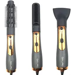 Электрическая фен-щетка Daling DL-3027 для укладки волос 3 насадки 1400ВтЧерный/Золото
