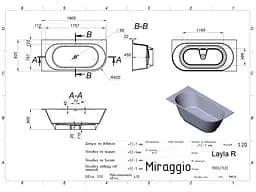 Ванна Miraggio LAYLA R (8813801) Mirasoft | Матова | Пристінна | Біла - мініатюра 2