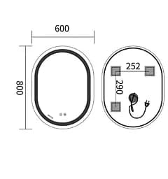 Дзеркало Mixxus Premium ELLIPSE MV05-80x60-REVERSE (LED Touch, Anti-fog (3-6,5kK)) (MP6642) - мініатюра 5