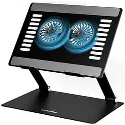 Охолоджувальна підставка для ноутбука до 15.6 дюймів OfficePro LS-122-B 2xfans Alloy Aluminum Black