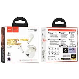 Бездротові навушники Hoco EQ18 Field ANC+ENC noise cancelling true wireless BT headset, BT5.4, 35mAh, 300mAh, 5-6h, Milky white - мініатюра 4