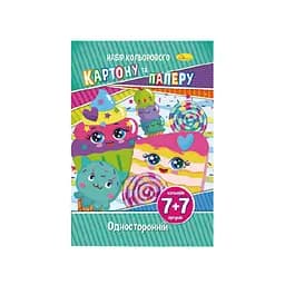 Набір кольорового паперу та картону А-4 НКП-А4-7, 7+7 листів Солодощі