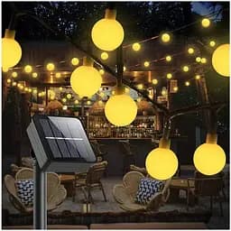 Вулична світлодіодна гірлянда Sun Lamp Solar 7 метрів 50 LED на сонячній батареї "Молочні кулі" - мініатюра 2