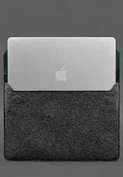 Чохол-конверт BlankNote із клапаном шкіра+фетр для MacBook 16" Зелений Crazy Horse - мініатюра 4