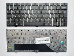 Клавіатура для ноутбуків MSI Wind U135, U160 чорна з золотистою рамкою RU/US