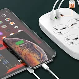Мережевий зарядний пристрій подовжувач LDNIO SC4407 4 USB 4 розетки 2m білий - мініатюра 6