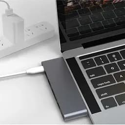 USB-хаб XON SmartHub Pro 7 в 1 (HDMI, SD/TF, 2xType-C, 2xUSB3.0) Сірий (UHCCP074300G 5191) - мініатюра 6