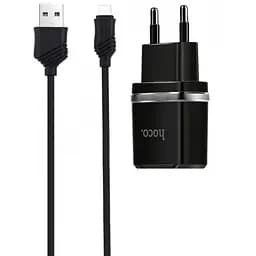 Мережевий зарядний пристрій 2USB Hoco C77A 2.4A Black + USB Cable Type-C