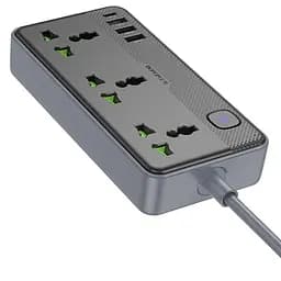 Подовжувач Borofone BAC2 Leya (3USB-A/1C/3xSocket) (1.5m) Black - мініатюра 3