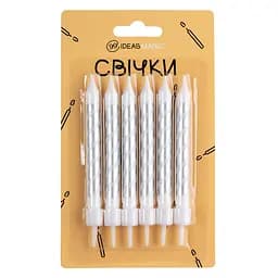 Свічки для торту спіраль сріблясті 6 шт 7,5 см