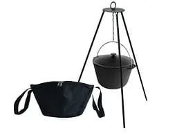 Казан чавунний туристичний 8 л з кришкою, чохлом та триногою