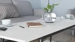 Стіл журнальний трансформер Dandi Small Ferrum-decor 45x120(160)x70 Чорний метал ДСП Білий 16 мм (FRD-106799) - мініатюра 4