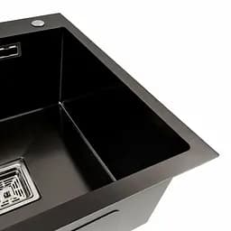 Кухонна мийка 78x50С R PVD чорна Platinum Handmade (поглиблена полиця, 3.0/1.0 мм), Чорний - мініатюра 4
