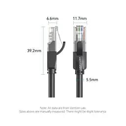 Патч-корд 3м, UTP cat 6 RJ-45 black Vention (IBEBI) - мініатюра 10