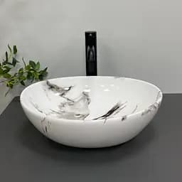 Умивальник VBI Parma carrara glossy накладний VBI-011025, Мрамор - мініатюра 3