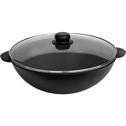 Сковорода Brizoll Wok чугунная с крышкой 30 см (W30-6)