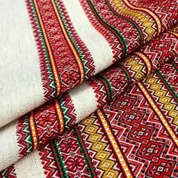 Комплект Рождественский льняной с украинским орнаментом Грация Ранер 140х40 см + салфетки 30х40 см 16 шт.