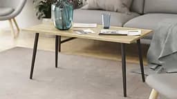 Стіл журнальний Монтана Ferrum-decor 45x100x50 Чорний метал ДСП Дуб Сонома 16 мм (FRD-106714)