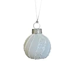 Ялинкові кульки Chomik скляні 4 см 6 шт. білі з блискітками (5900779855786)