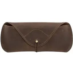 Кожаный чехол для очков BlankNote Crazy Horse с клапаном на резинке Темно-коричневый 