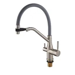 Змішувач для кухні Mixxus Premium Gravity 021 SS Color з гнучким виливом MI6980 Нержавіюча сталь - мініатюра 4