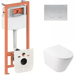 Набір Q-tap інсталяція 3 в 1 Nest QT0133M425 з панеллю змиву круглою QT0111M11111SAT + унітаз з сидінням Swan QT16335178W