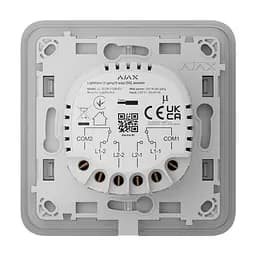 Розумний двоклавішний прохідний вимикач Ajax LightSwitch (2-gang/2-way) Jeweller (grey/сірий) (26-00408) - мініатюра 2