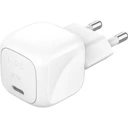 Мережевий зарядний пристрій Belkin Boost Up Charge Compact 30W + Cable USB-C to USB-C White (WCA008KQ1MWH-B6) [158909] - мініатюра 3