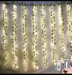 Гірлянда-штора з листям плюща SunLamp 3×2 м, 200 LED, USB, з пультом - мініатюра 2