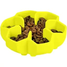 Миска собак та котів Waudog Silicone для повільного харчування 450 мл жовта - мініатюра 4