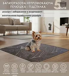Багаторазова підстилка Giselle  60х90 см пелюшка для собак, суперпоглинаюча, непромокаюча, антизапах 5004030 - мініатюра 2