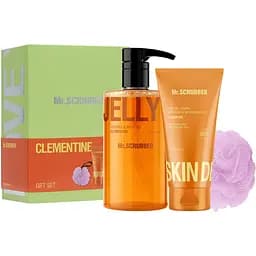 Подарунковий набір Mr.Scrubber Clementine: Зволожувальний крем-гель 150 мл + Гель для душу 500 мл+ Мочалка Хмаринка
