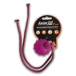 Игрушка AnimAll Fun шар с фиолетовым канатом 8 см