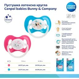 Пустушка Canpol babies Bunny & Company латексна кругла 0-6 міс. рожева (23/277_pin_new) - мініатюра 4