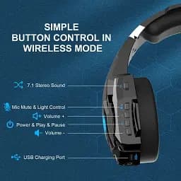 Бездротові навушники Kotion Each G9000 MAX 2.4G з підтримкою об'ємного звуку чорно-сині - мініатюра 5