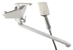 Смеситель для ванны длинный плоский гусак латунный корпус Ø35 белый/хром Frap 1/8 F2258 (H58) Белый