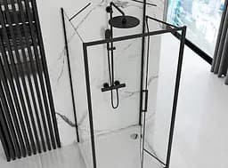 Душова кабіна Rea Rapid Fold 90x80 black REA-KPL-09913, Чорний матовий, Універсальна, прозрачний, Чорний матовий - мініатюра 2