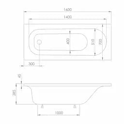 Ванна акрилова mprese Rozkos 160x70 без ніжок whte b0701016070 Білий - мініатюра 2