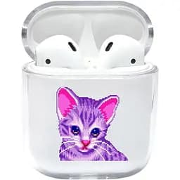 Прозорий силіконовий чохол Apple AirPods з малюнком - Котя (KAP1142)